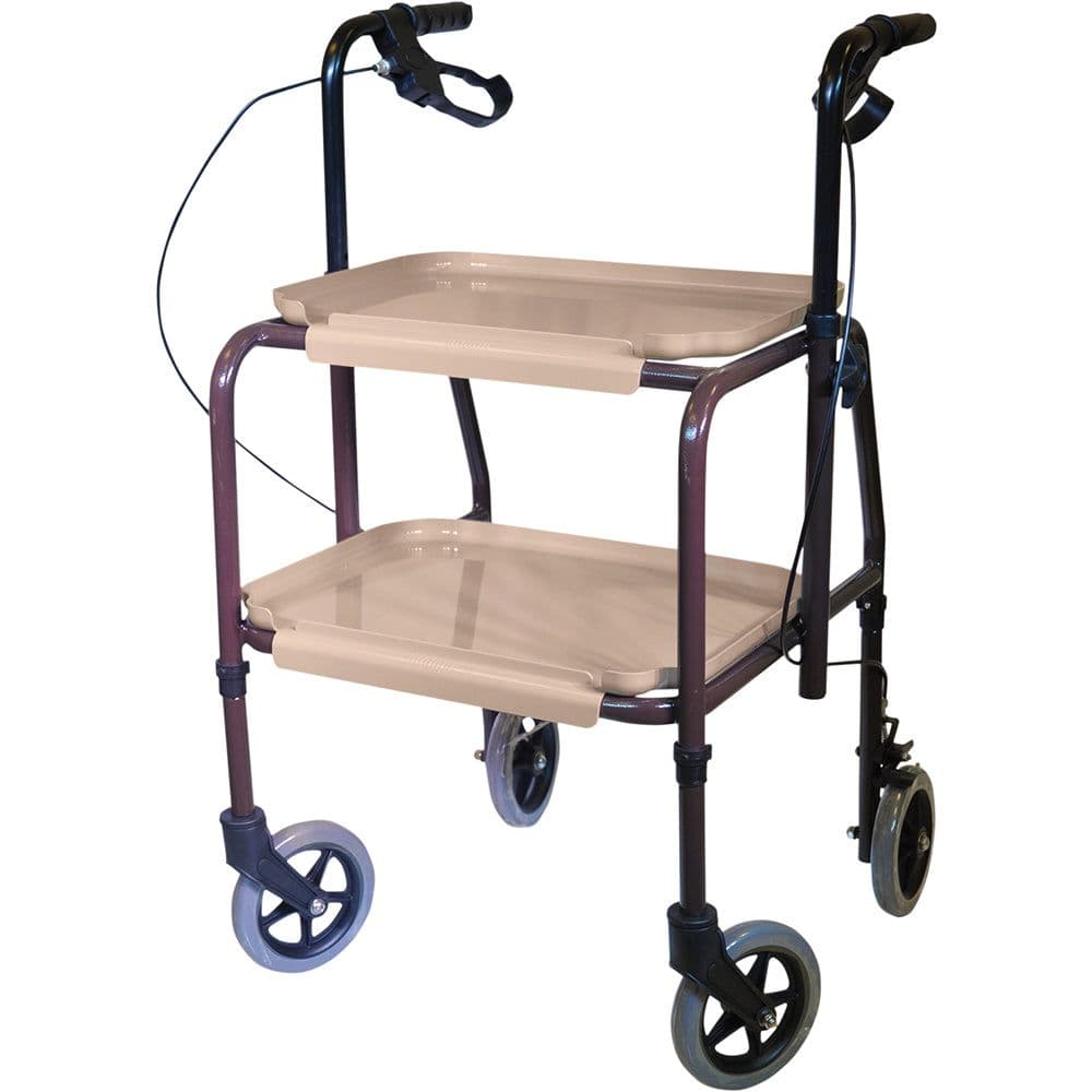 Height Adjustable Kitchen Trolley Brakes Clip on Trays 840 1020mm