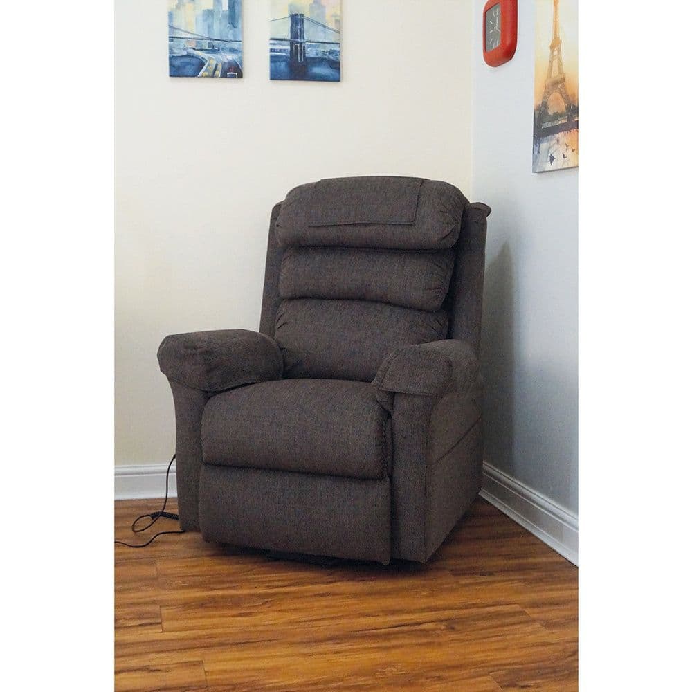 Wall Hugging Rise & Recline Arm Chair Waterfall Pillow Mink Chenille Fabric