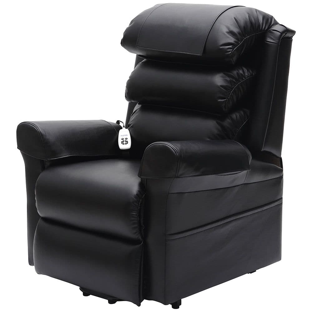 Dual Motor Rise Recline Armchair Waterfall Pillow PU Leather