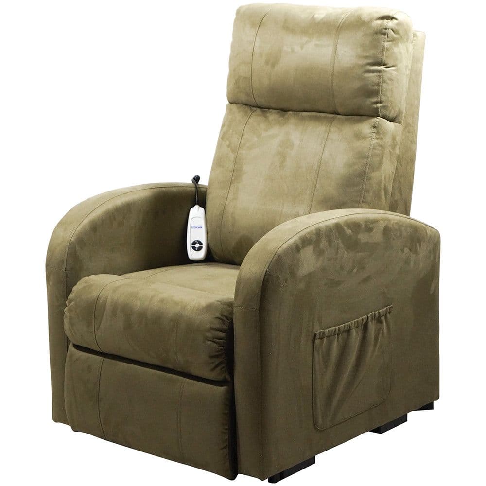 Single Motor Rise Recline Lounge Chair Sage Coloured Suedette Material
