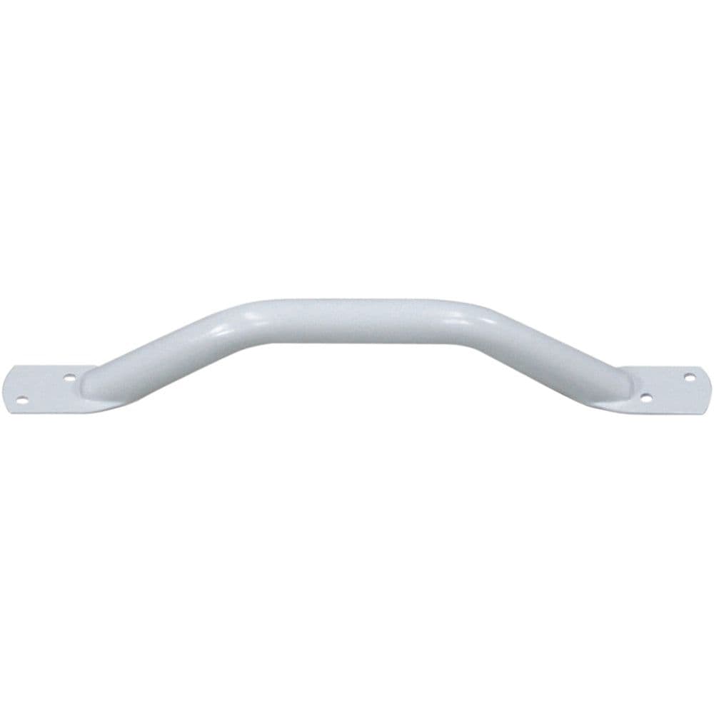 White Steel Pipe Grab Bar - 381mm Length - Rounded Safety Ends - Epoxy Coating
