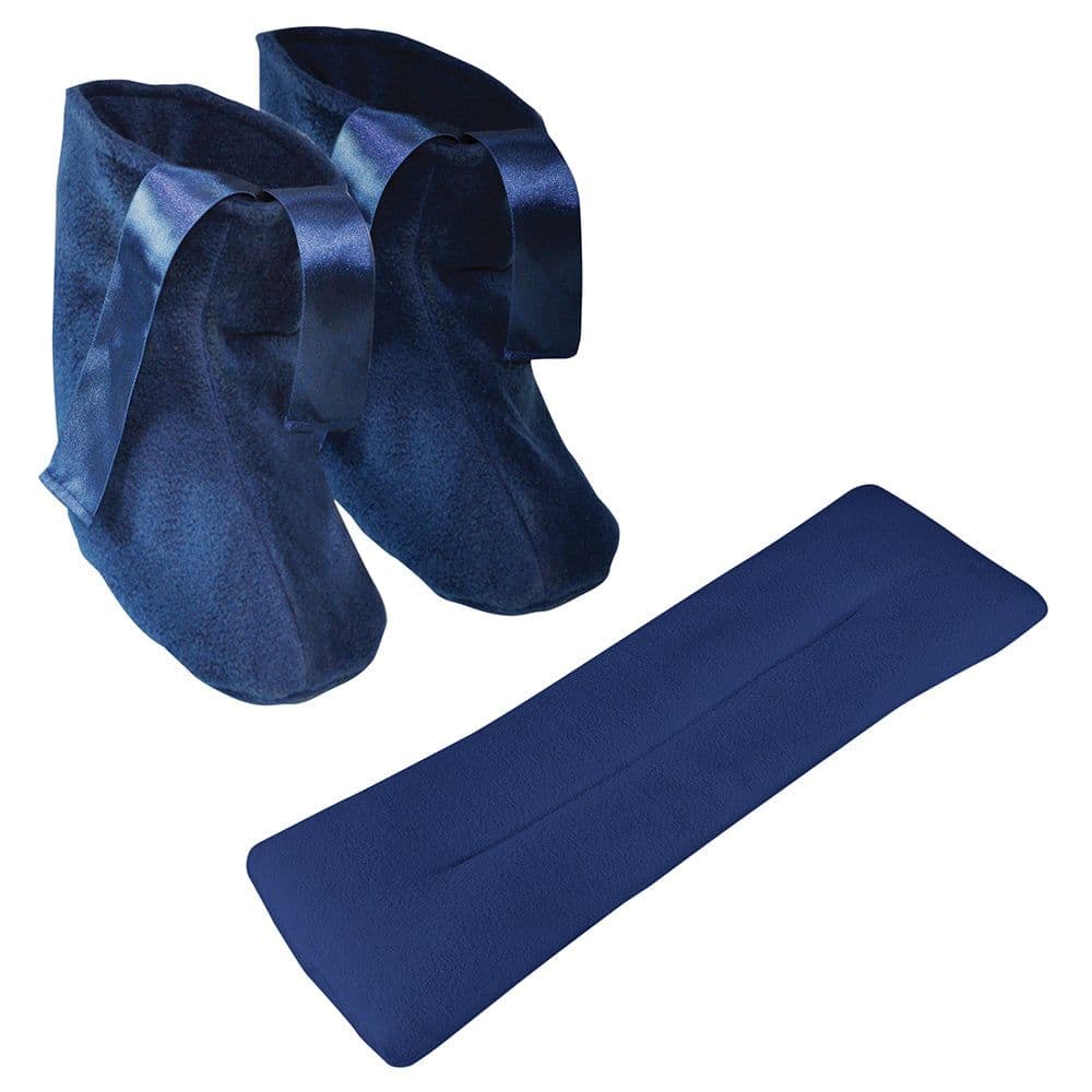 Microwavable Slippers Neck Warmer Set Removable Heat Pouch Navy Blue