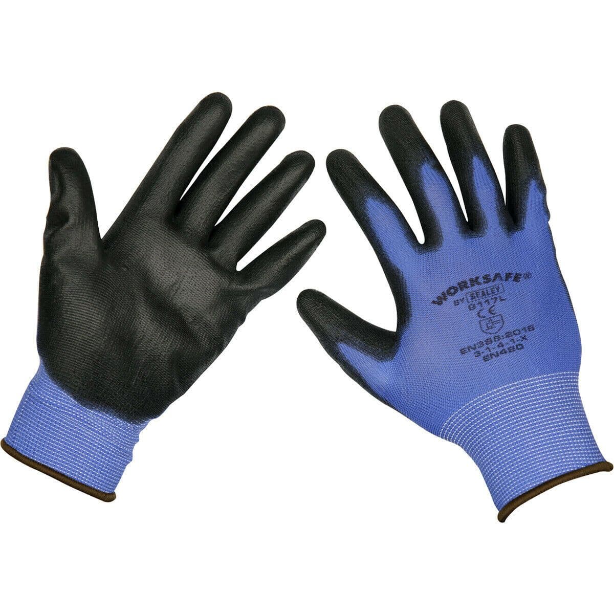 12 PAIRS LARGE Lightweight Precision Grip Gloves Elasticated Wrist