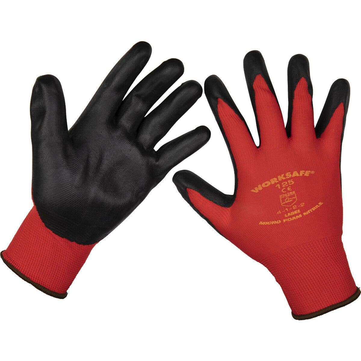 12 PAIRS Flexible Nitrile Foam Palm Gloves Large Abrasion Resistant Safety