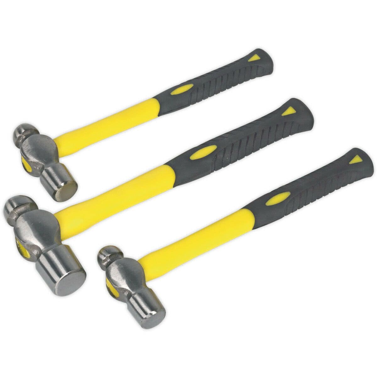 3 Piece Ball Pein Hammer Set 1lb 1.5lb Pin Hammers Fibreglass Shafts