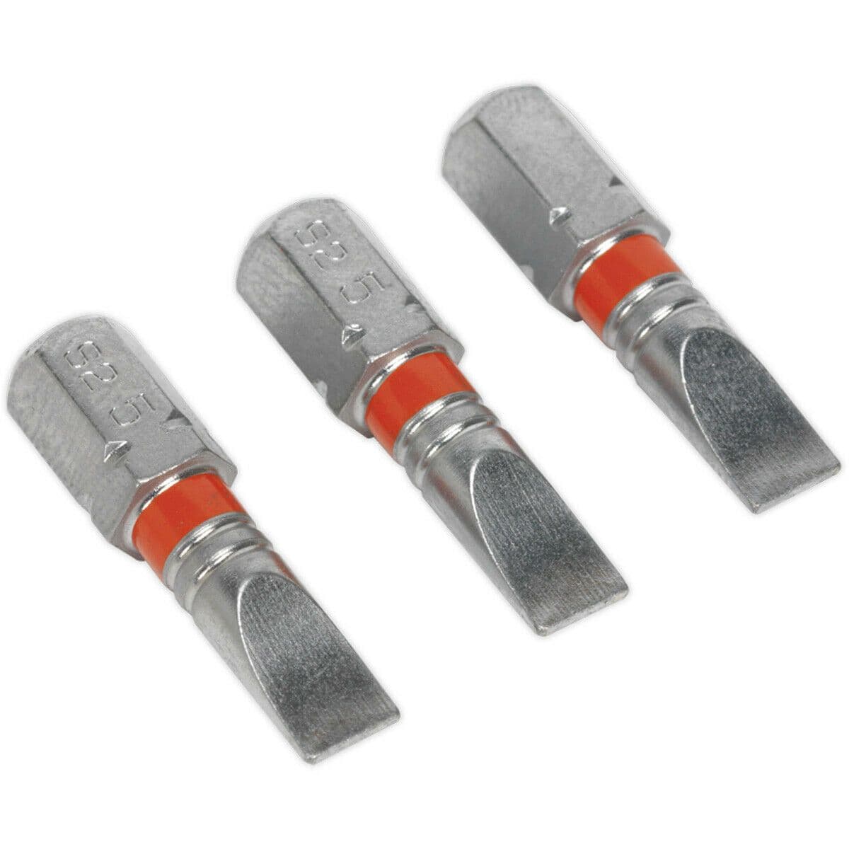 3 PACK 25mm Slotted 5mm Coded Power Tool Bits S2 Steel Dill Bit