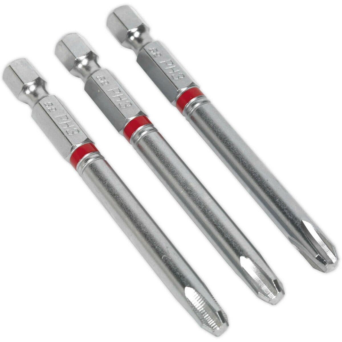 3 PACK 75mm Phillips #3 Coded Power Tool Bits S2 Steel Drill Bit