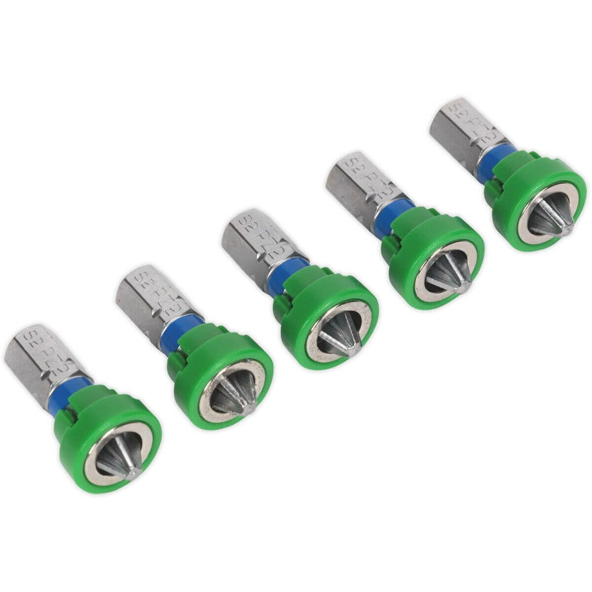 5 PACK 25mm Pozi Head #2 Power Tool Bit Magnetic Holder S2 Steel Drill Bit