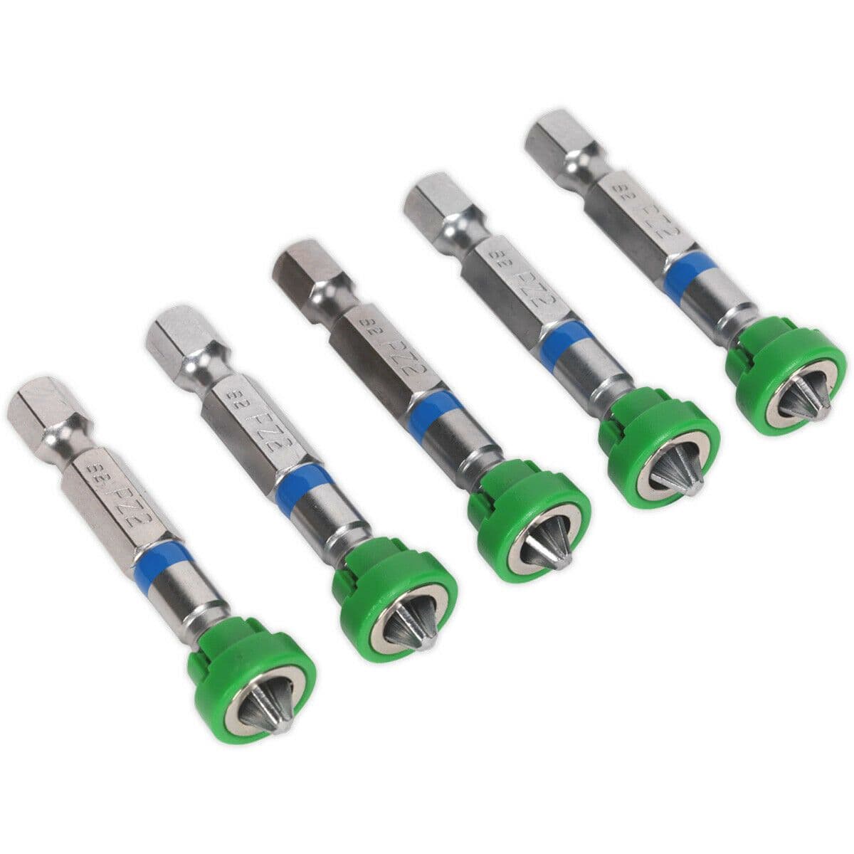 5 PACK 50mm Pozi Head #2 Power Tool Bit Magnetic Holder S2 Steel Drill Bit