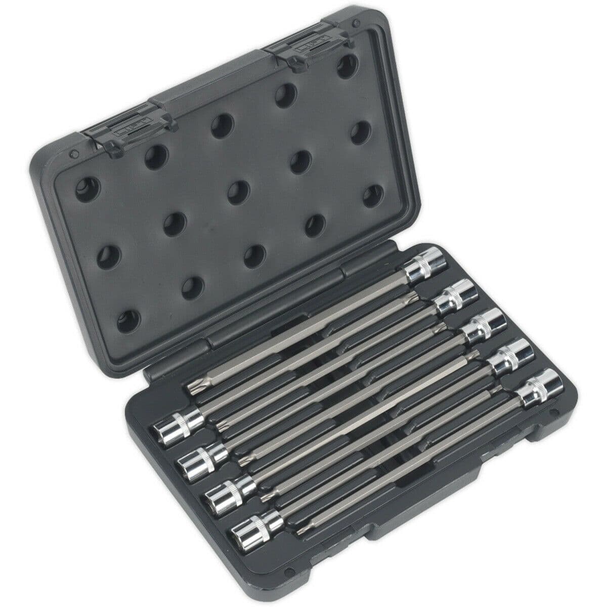 9pc EXTRA LONG 200mm S2 TRX Star Socket Bit Set 3 8" Square Drive T10 to T50