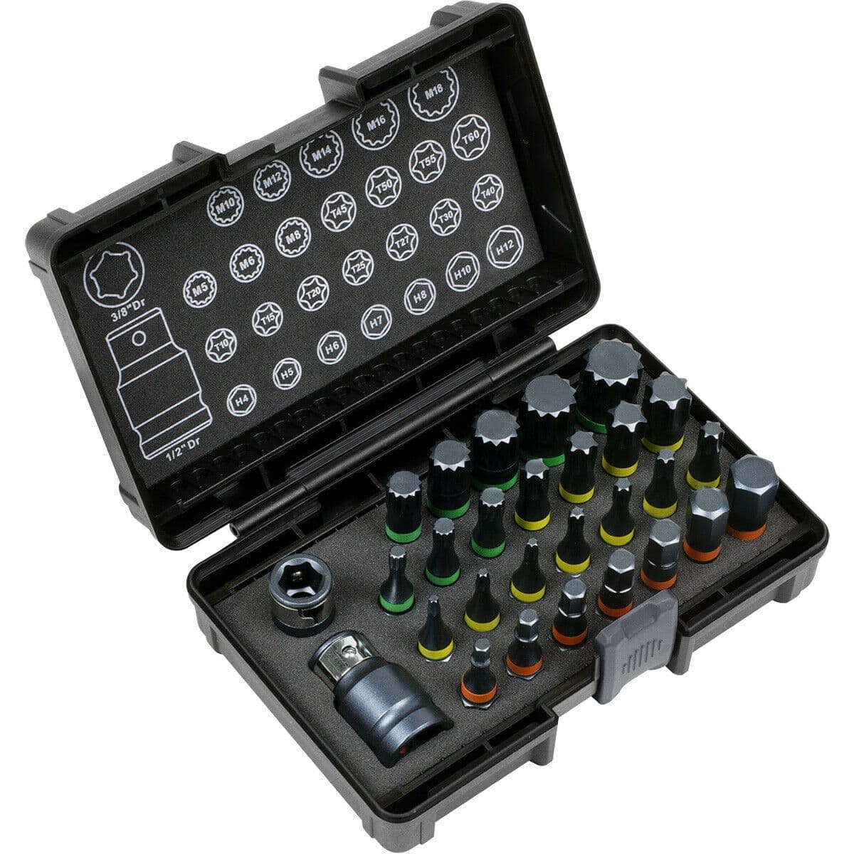 28 PACK TRX Hex Spline IMPACT Bit Set - 3/8" & 1/2" Square Drive Socket S2 STEEL