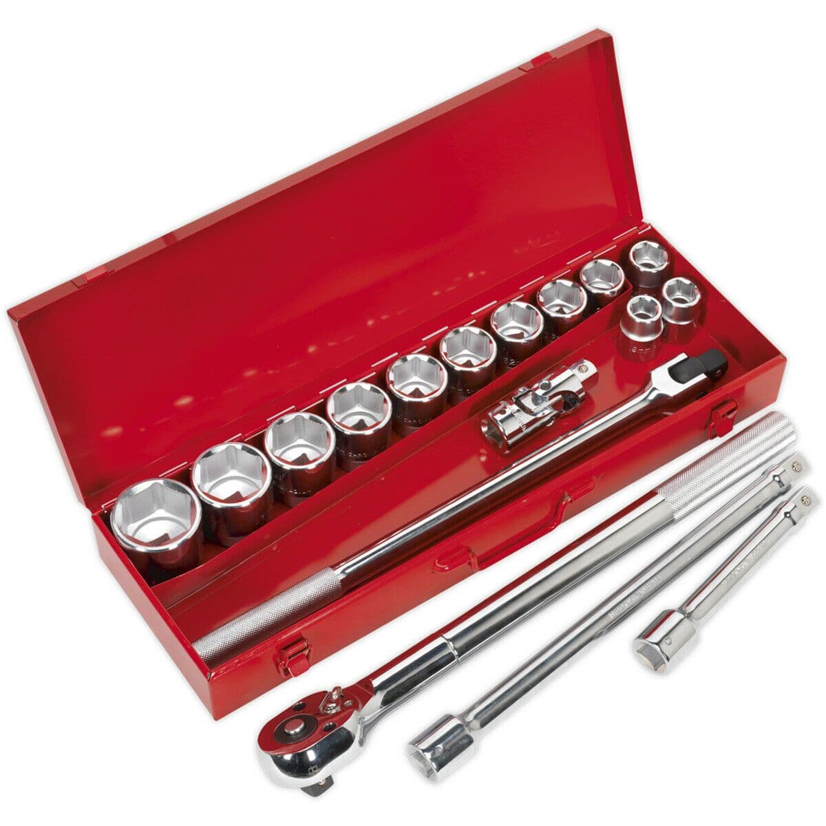 17 PACK Socket Set 3 4" Square Drive 6 Point Socket Kit Chrome Vanadium
