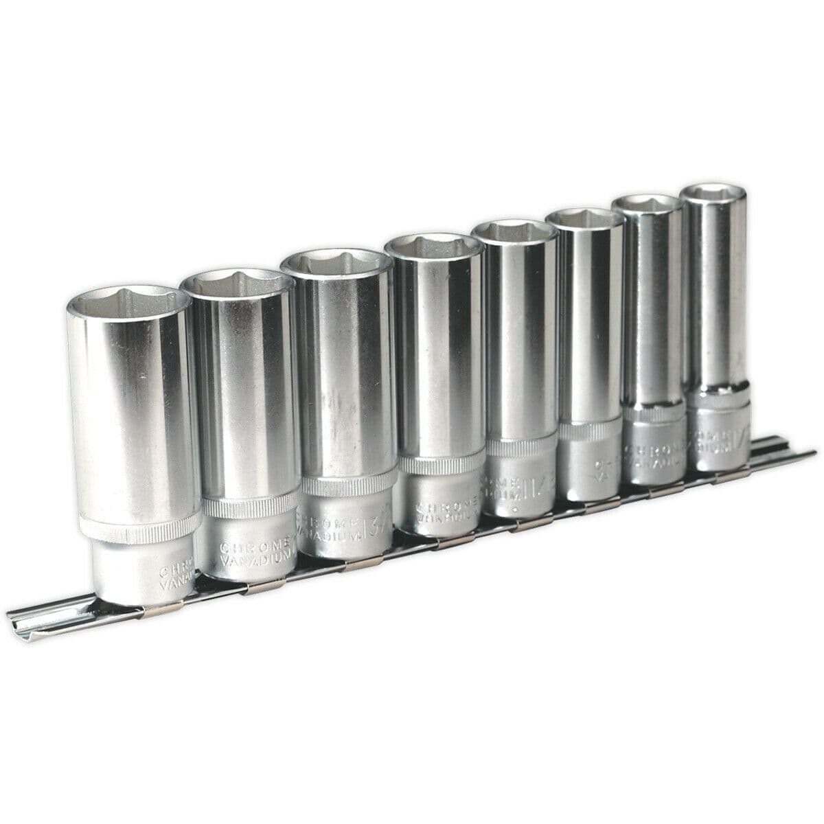 8 PACK DEEP Socket Set 1 2" Imperial Square Drive 6 Point WallDrive High Torque