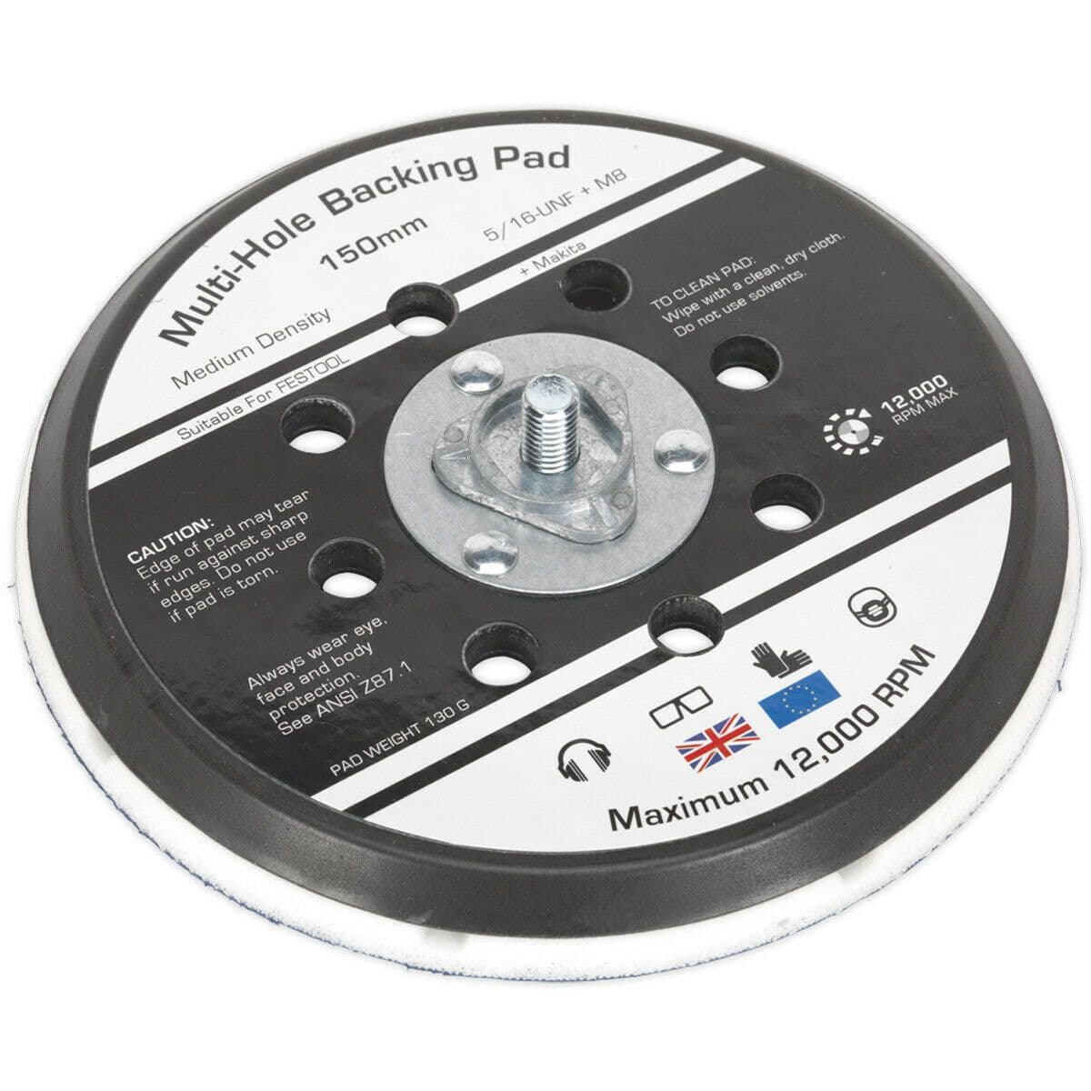 150mm Universal DA Backing Pad 5 16 Inch UNF or M8 Thread Dust Free