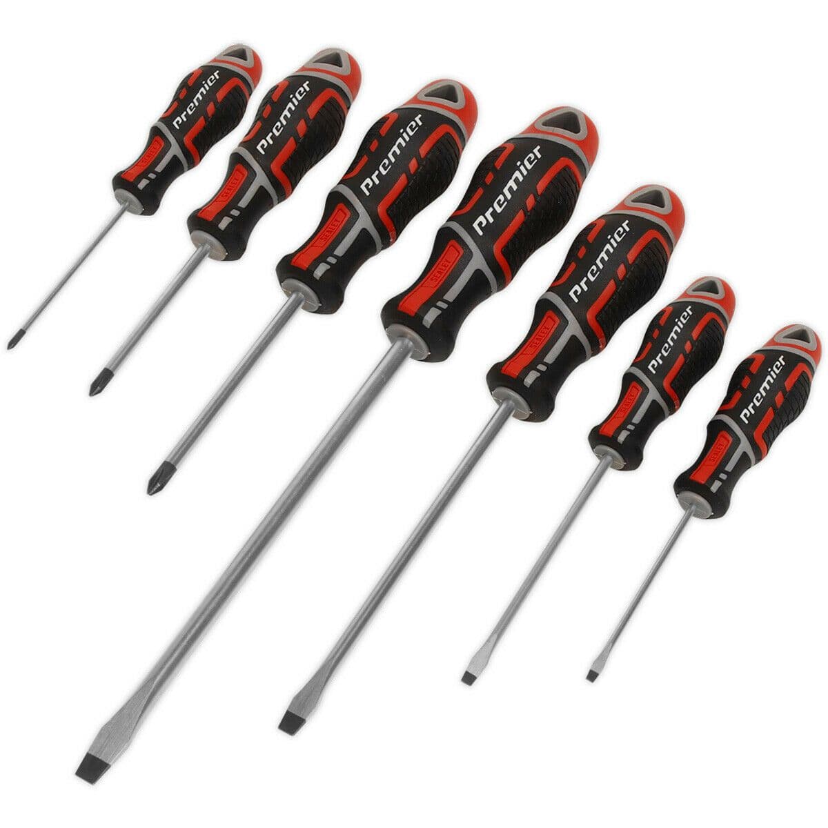 7 PACK Premium Soft Grip Screwdriver Set Slotted & Phillips Various Sizes