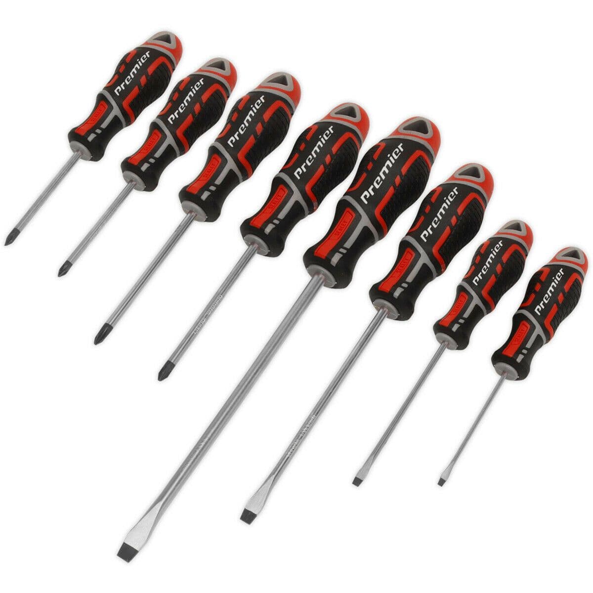 8 PACK Premium Soft Grip Screwdriver Set Slotted & Phillips Various Sizes