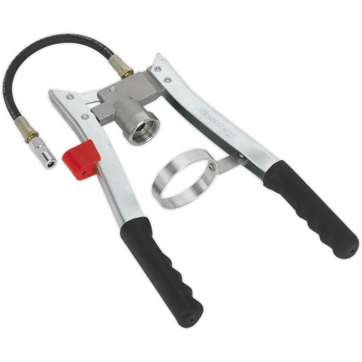 Double Lever Grease Gun 300mm Delivery Hose 1 4" BSPT Thread 4 Jaw Coupler