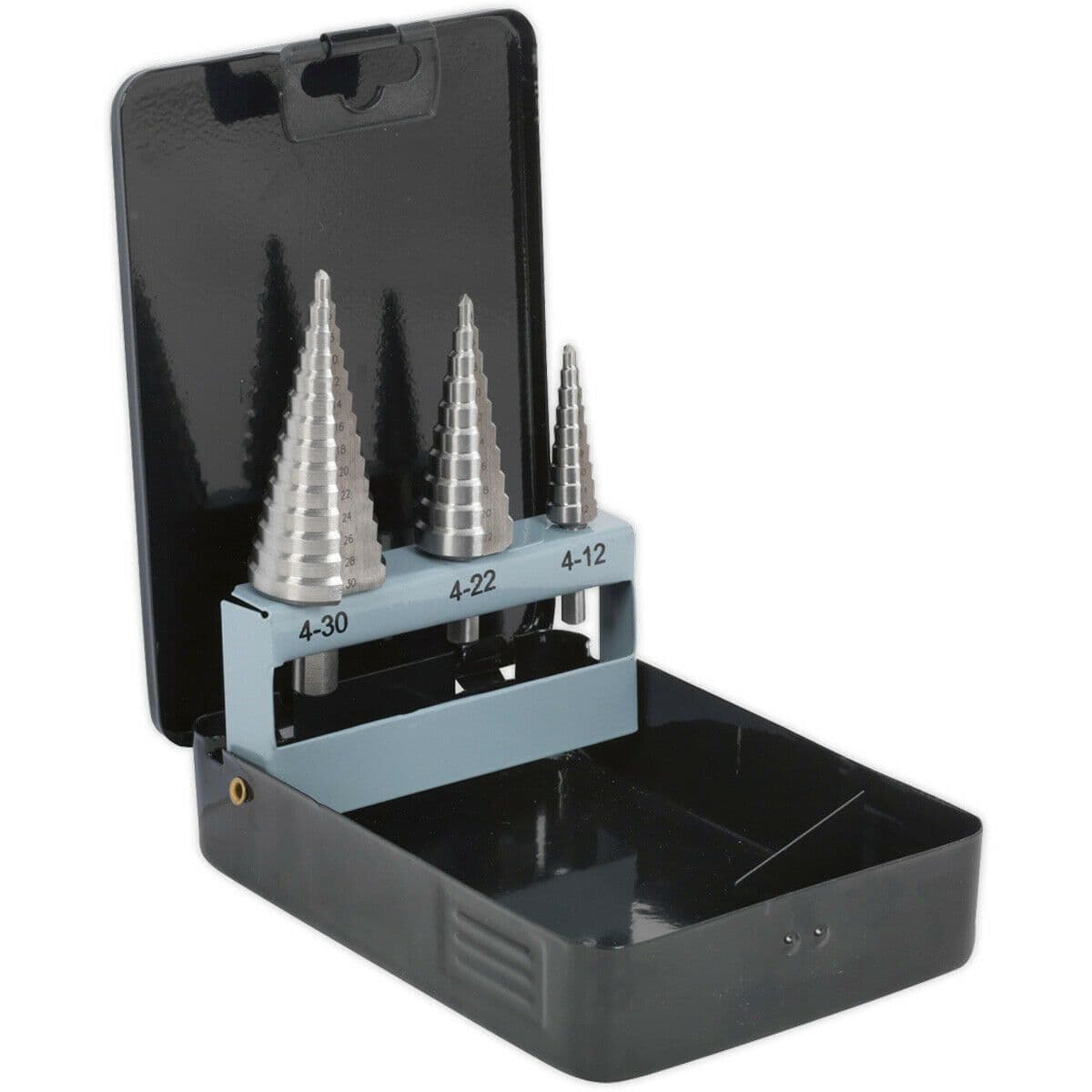 3 Piece HSS 4341 Double Flute Step Drill Bit 3 Sizes Precision Hole Drilling