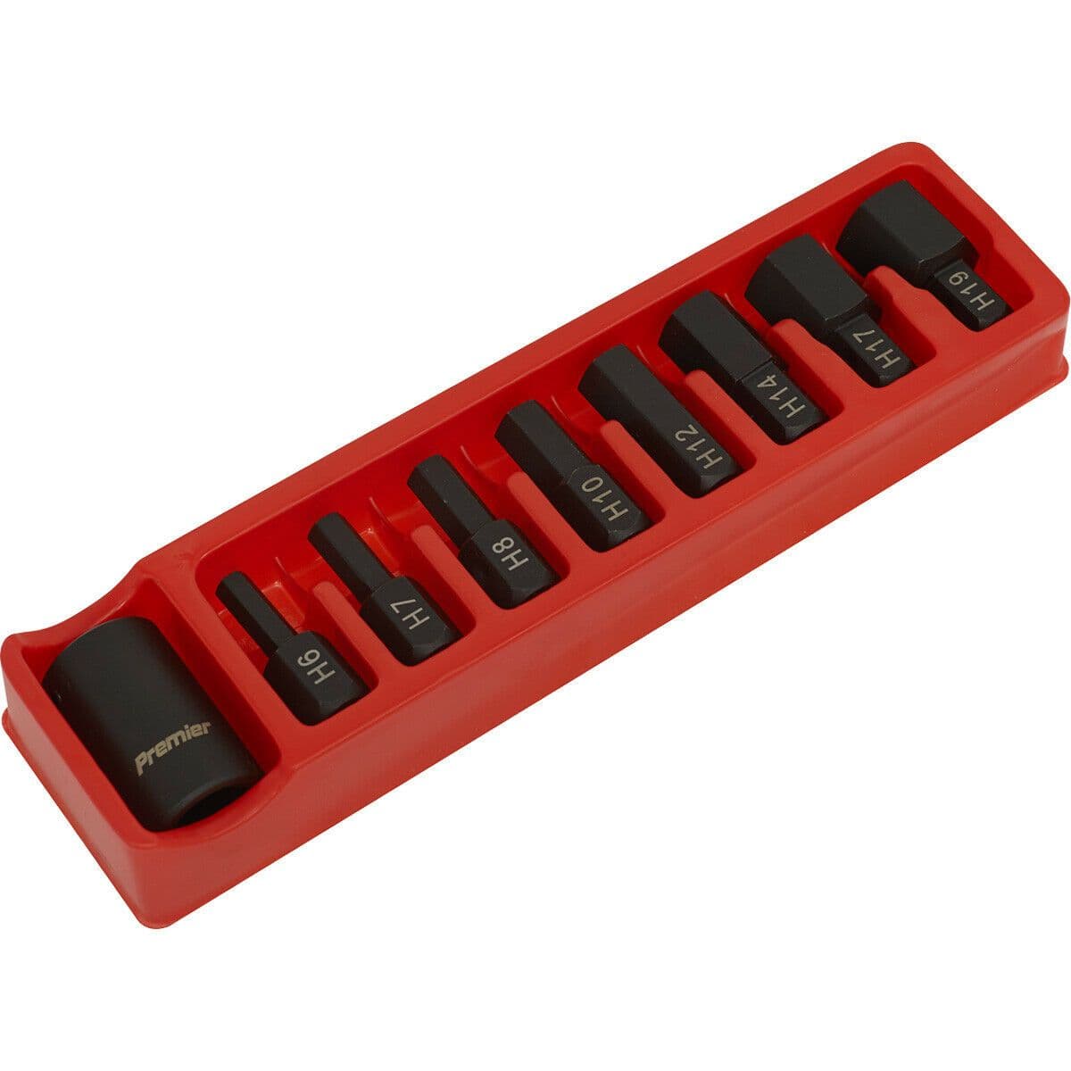 9 Piece Impact Hex Socket Bit Set Steel Bit Holder 1 2" Sq Drive Chromoly