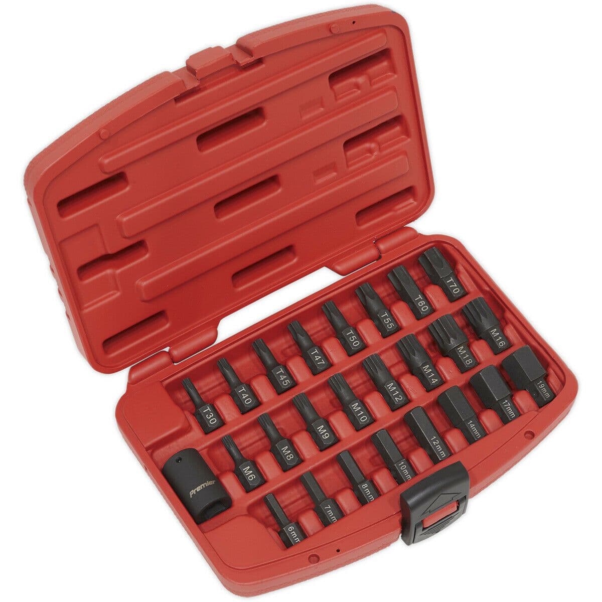 25 Piece Impact Socket Bit Set 1 2" Square Drive TRX Star Hex Spline Bit