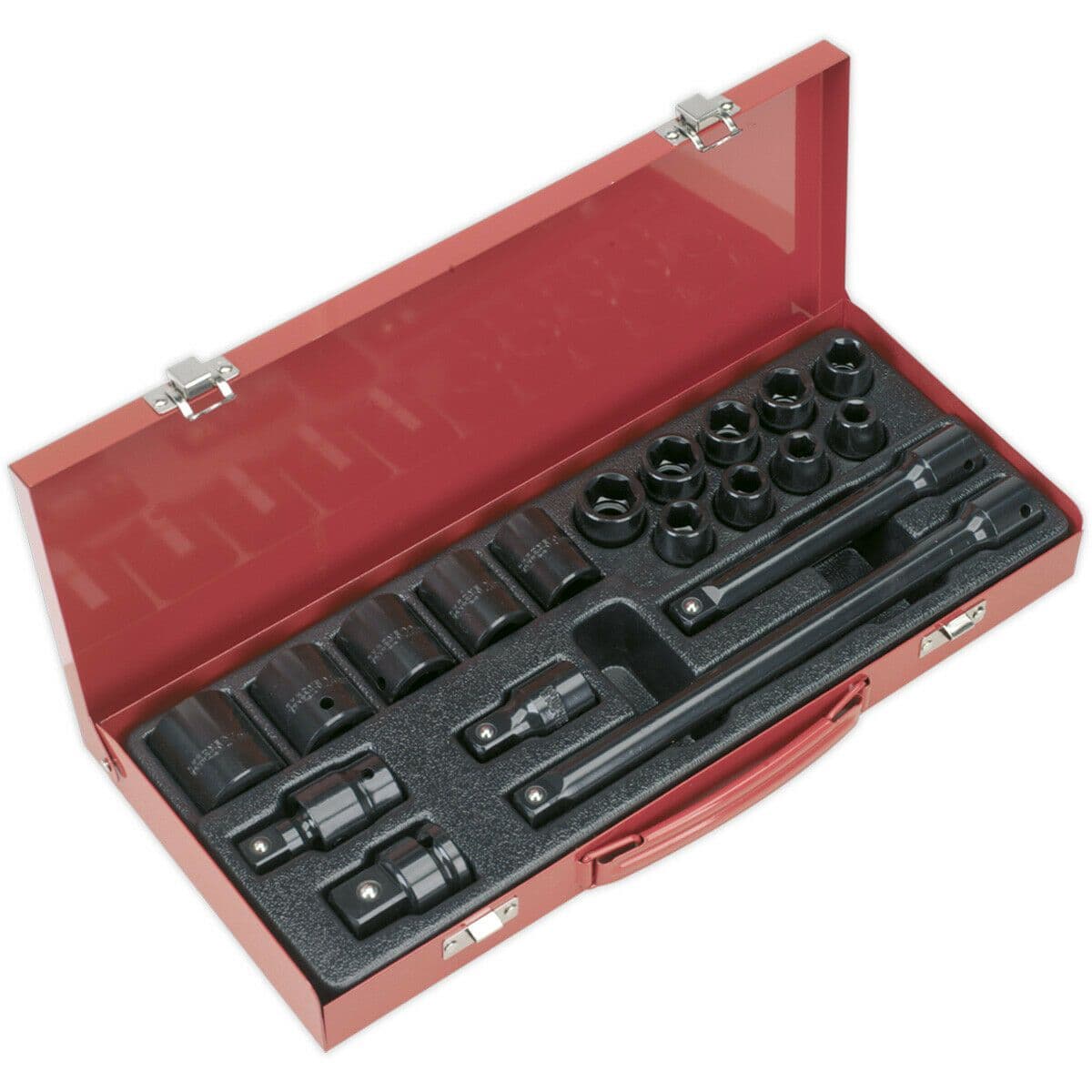 19 Piece Impact Socket Set 1 2" Sq Drive Extension Bar 3 4" Adaptor & Joint