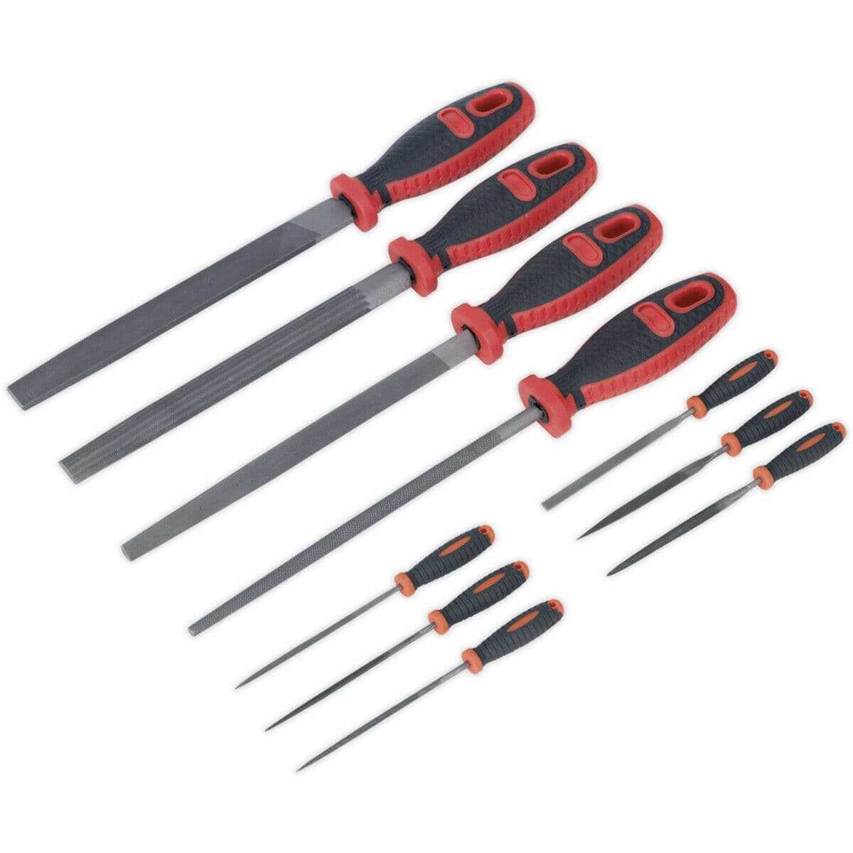 10 Piece Engineers & Needle File Set Double Cut Coarse Soft Grip Handles