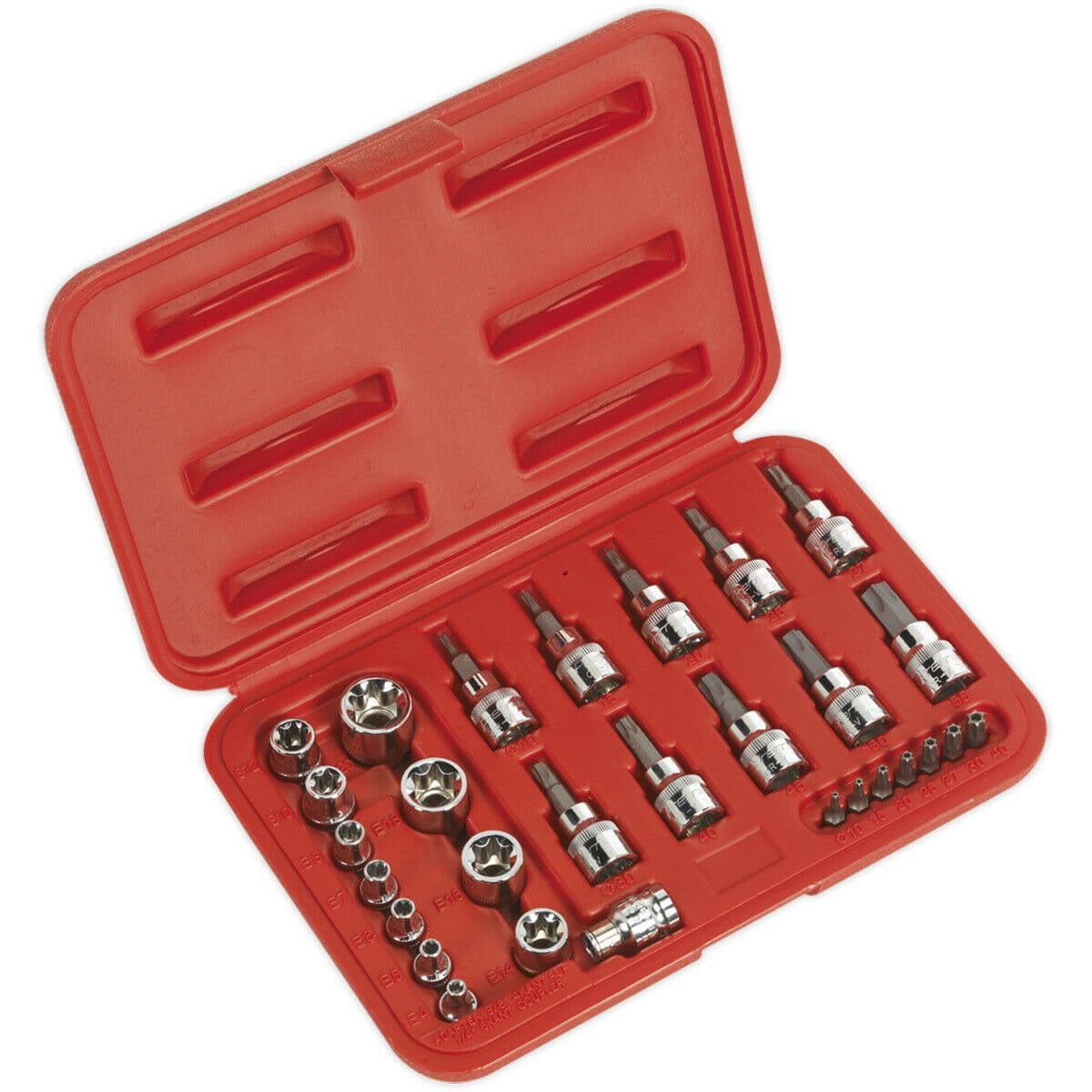 29pc TRX Star Socket & SECURITY Bit Set - 1/4" & 3/8" Square Drive Male & Female
