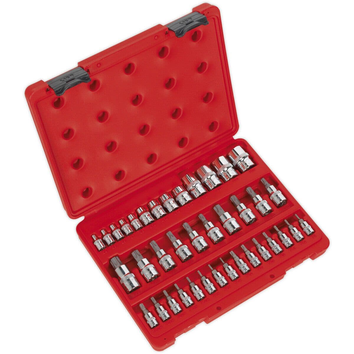 38pc TRX Star Socket & SECURITY Bit Set 1 4" 3 8" 1 2" Sq Drive Male & Female