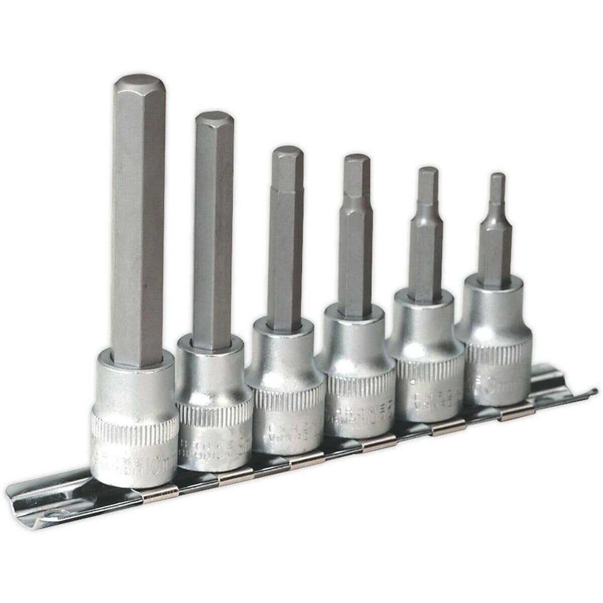 6 PACK Hex Socket Bit Set 3 8" Square Drive 3mm to 10mm Long Allen Male Bits