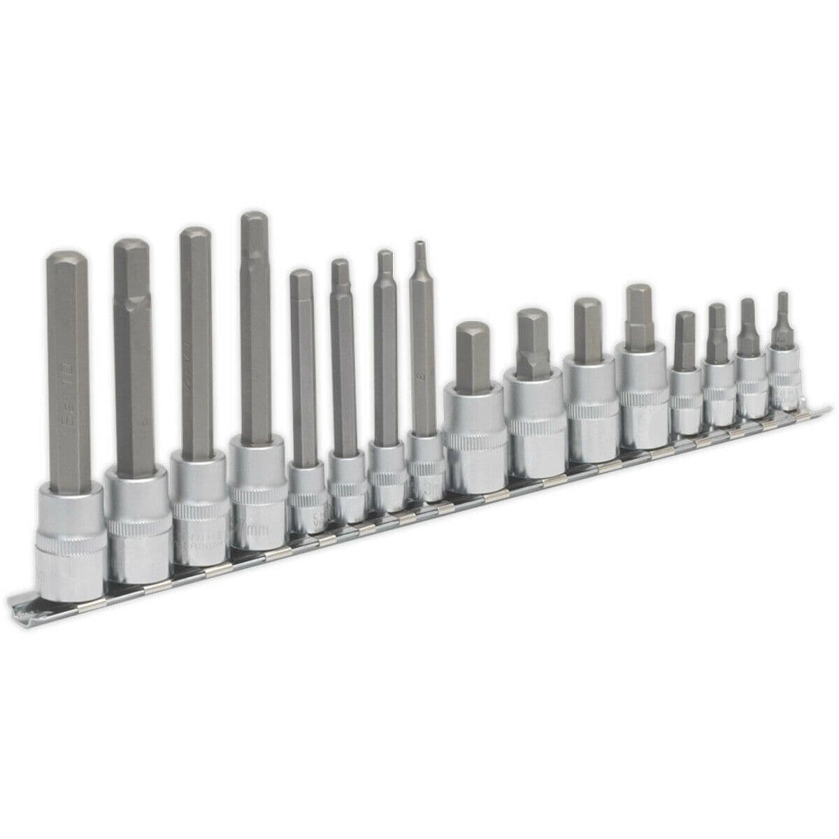 16pc Hex Socket Bit Set 1 4" 3 8" Square Drive 3mm to 10mm Long & Short Shaft