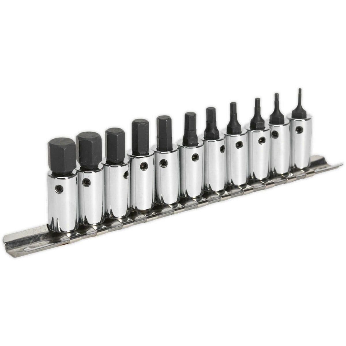 11pc S2 Steel Hex Socket Bit Set - 1/4" Square Drive - 1.5mm to 11mm Allen