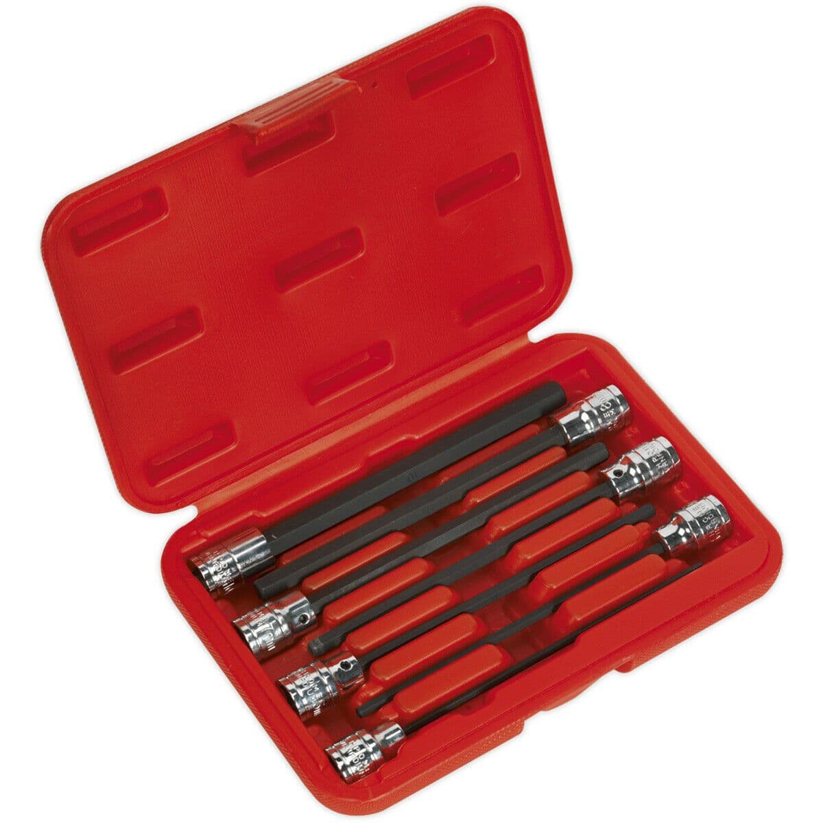 7pc Hex Socket Bit Set 3 8" Square Drive 3mm to 10mm 150mm Long Shaft S2 Steel