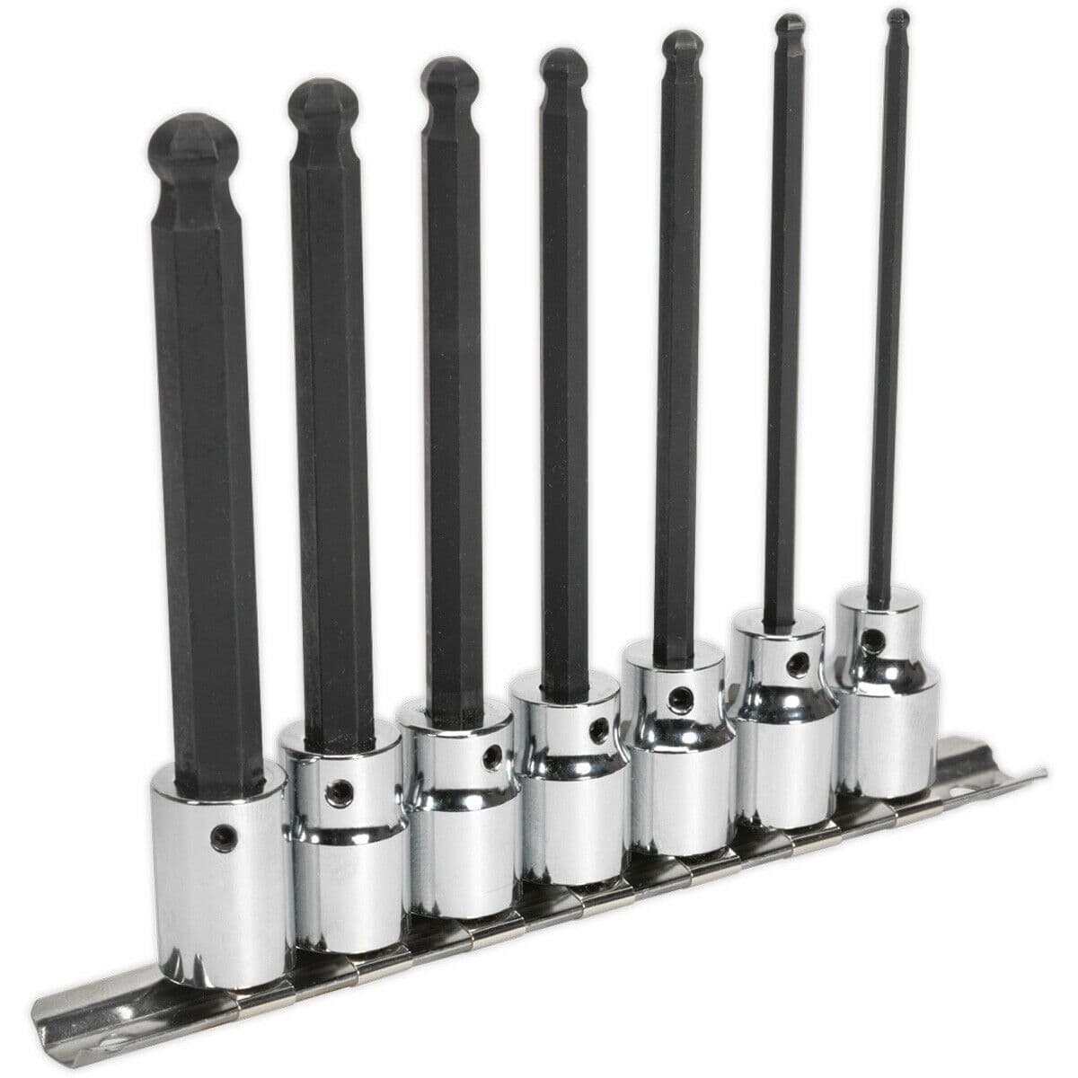 7pc Ball End Hex Socket Bit Set 3 8" Square Drive 3mm to 10mm 110mm Long Shaft