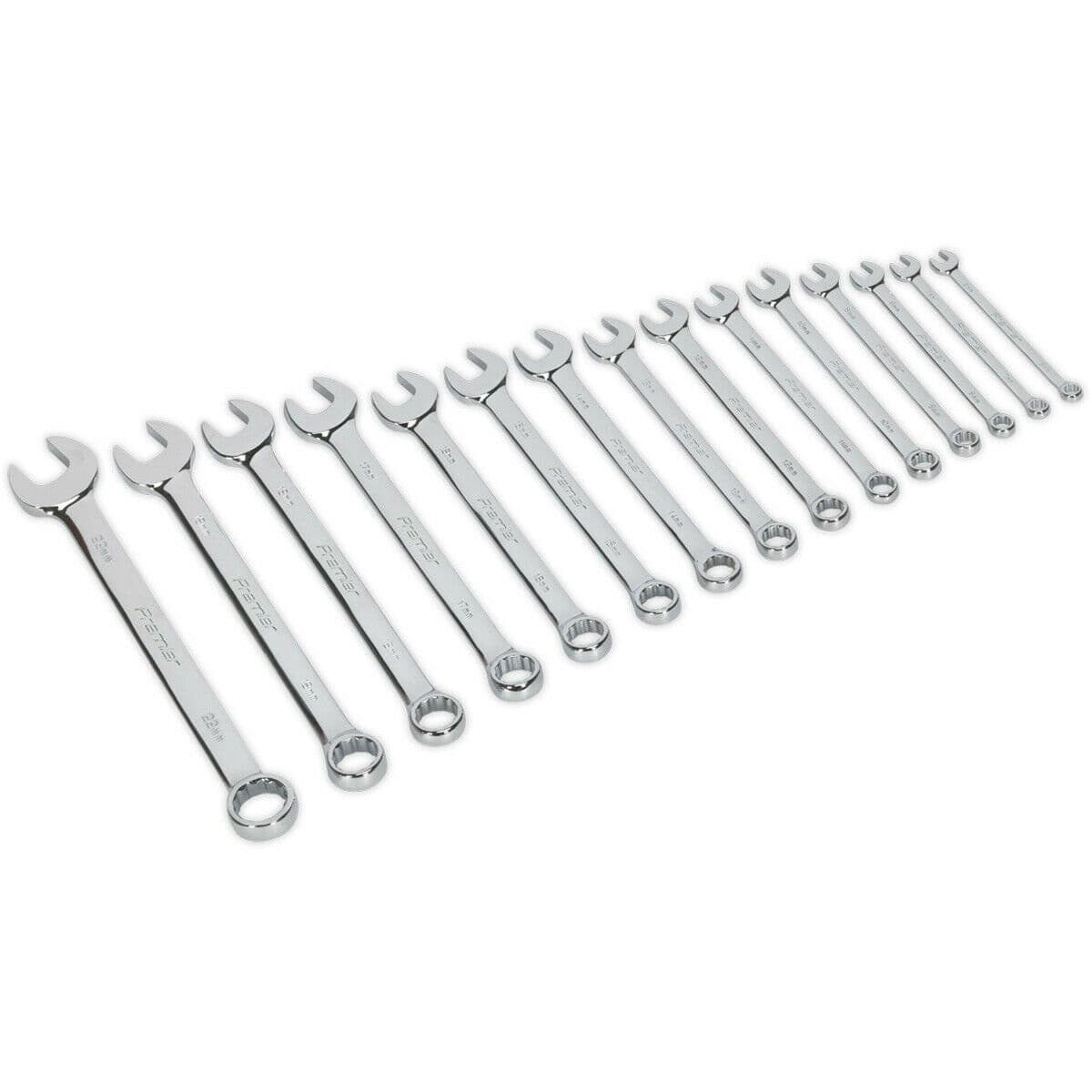 15pc Combination Hand Spanner Set 6 to 22mm Metric 12 Point Socket Nut Wrench
