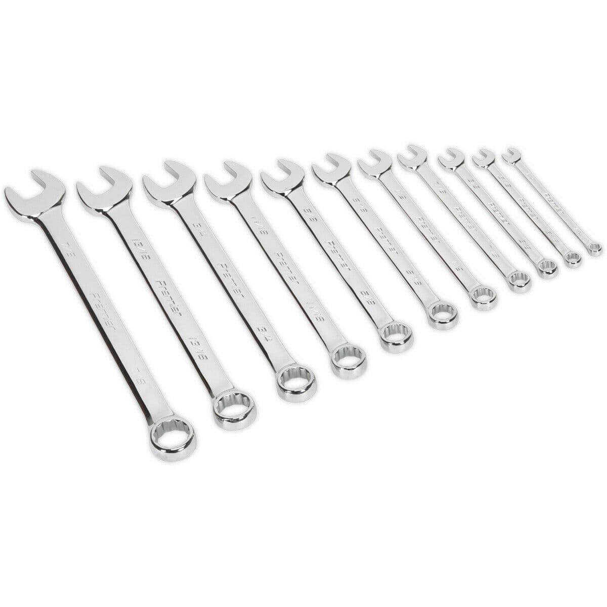 11pc Combination Hand Spanner Set 1 4" to 7 8" Imperial 12 Point Socket Wrench