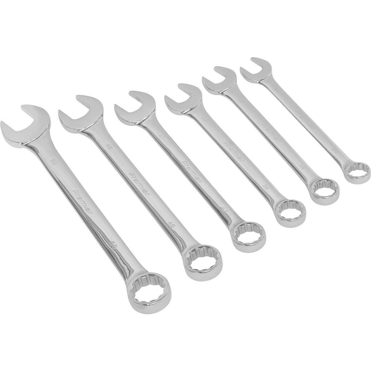 6pc EXTRA LARGE Combination Spanner Set 34mm to 50mm 12 Point Nut Ring Wrench
