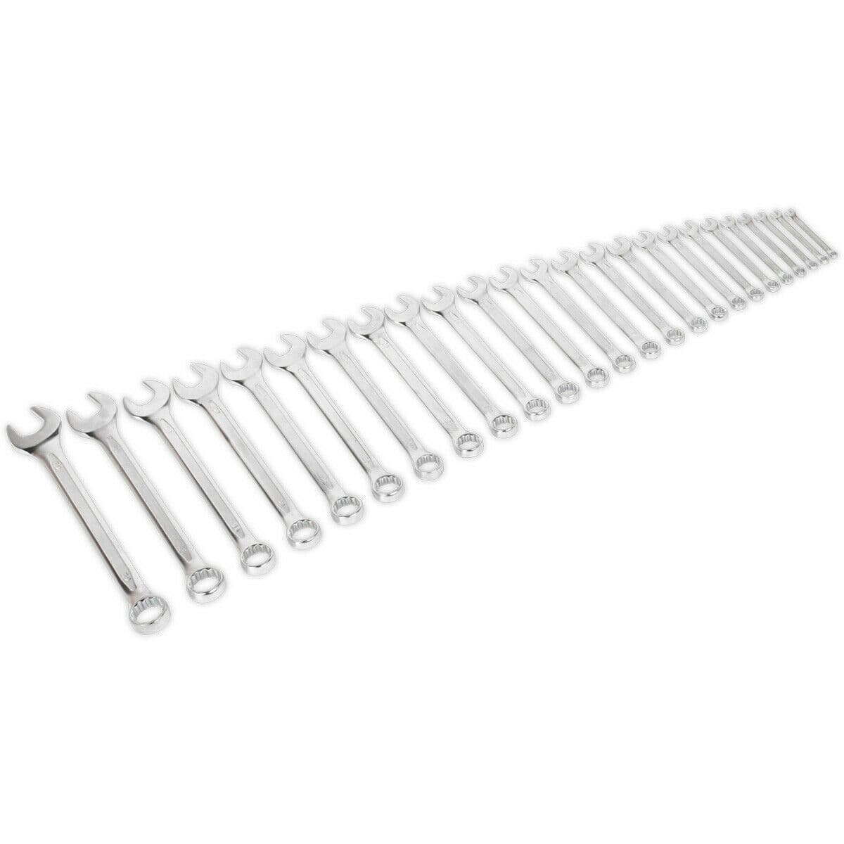 25pc Slim Handled Combination Spanner Set -12 Point Metric Ring Open Head Wrench