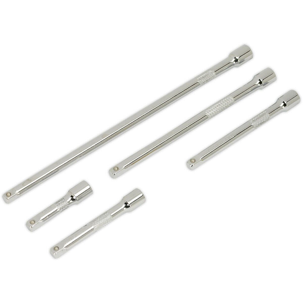 5 Piece Knurled Extension Bar Set 1 4" Sq Drive Spring Ball Socket Retainer