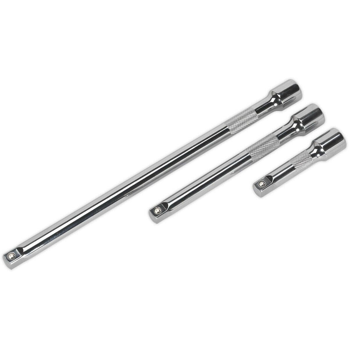 3 Piece Knurled Extension Bar Set 3 8" Sq Drive Spring Ball Socket Retainer