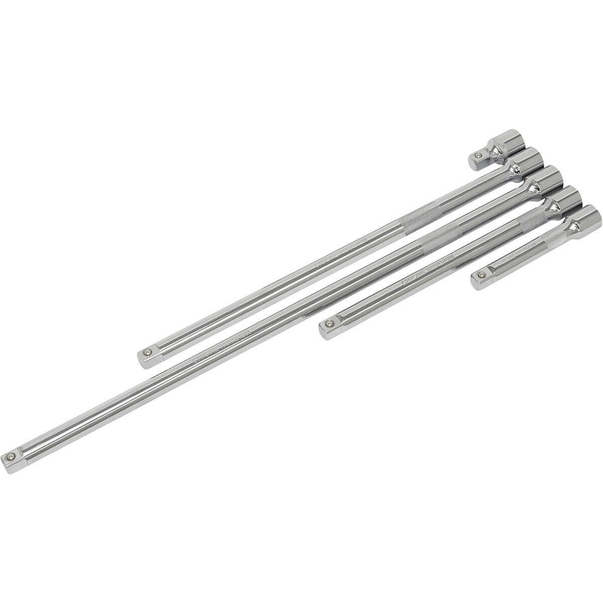 5 Piece Knurled Extension Bar Set 1 2" Sq Drive Spring Ball Socket Retainer