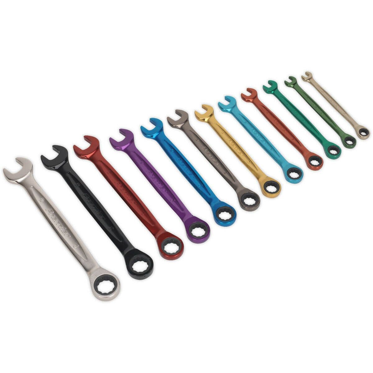 12pc Combination Ratchet Spanner Set 12 Pt Metric Socket Nut Ring