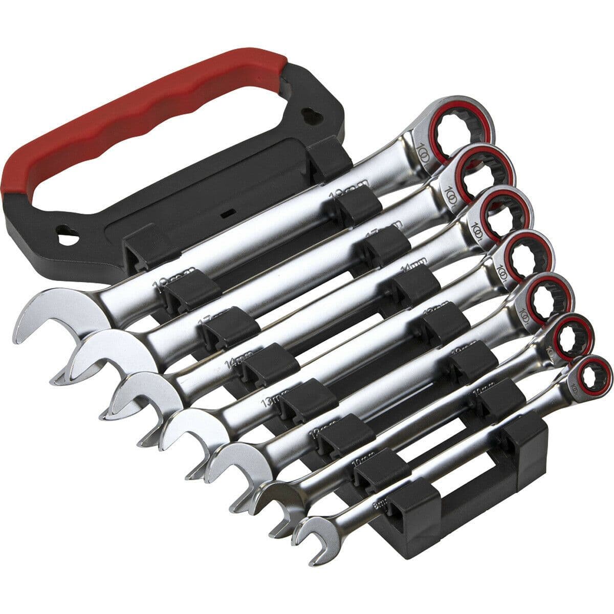 7pc PREMIUM Combination Ratchet Spanner Set - 12 Point Metric Socket Hardened