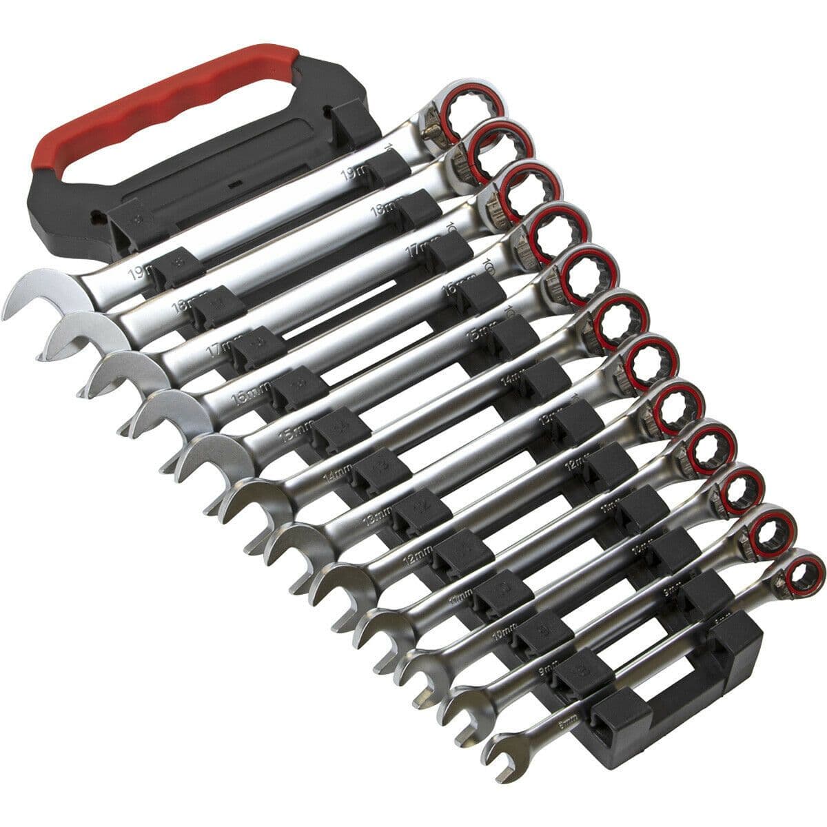 12pc Reversible Ratchet Combination Spanner Set 12 Point Metric Moving Socket