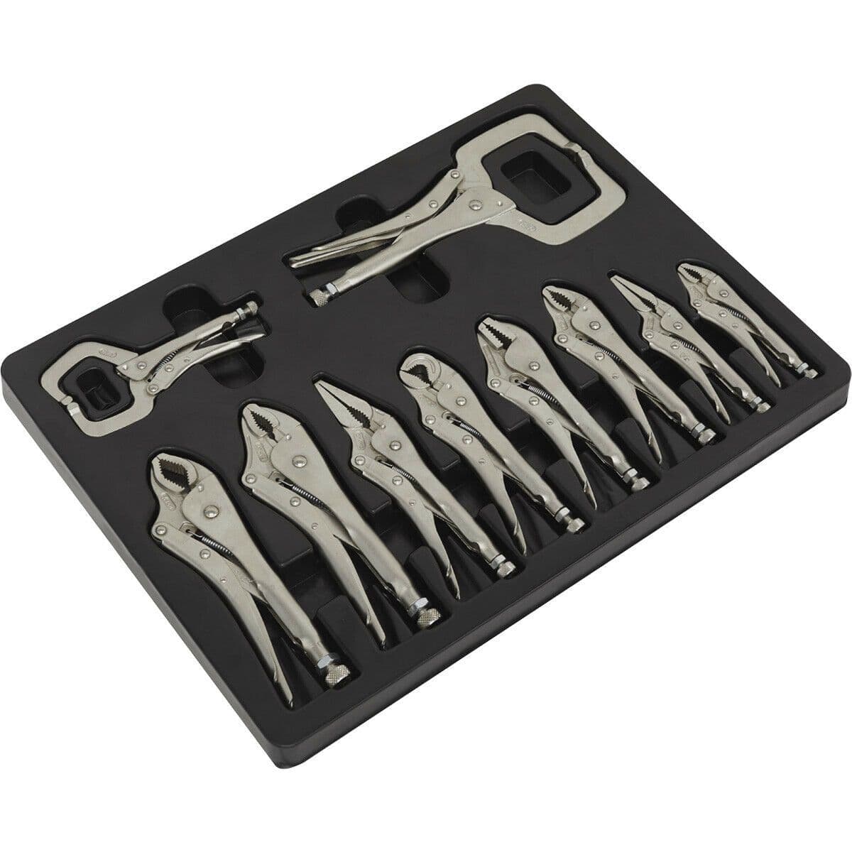 10 Piece Locking Pliers C Clamp Set Deep Cut Jaws Chrome Vanadium Steel