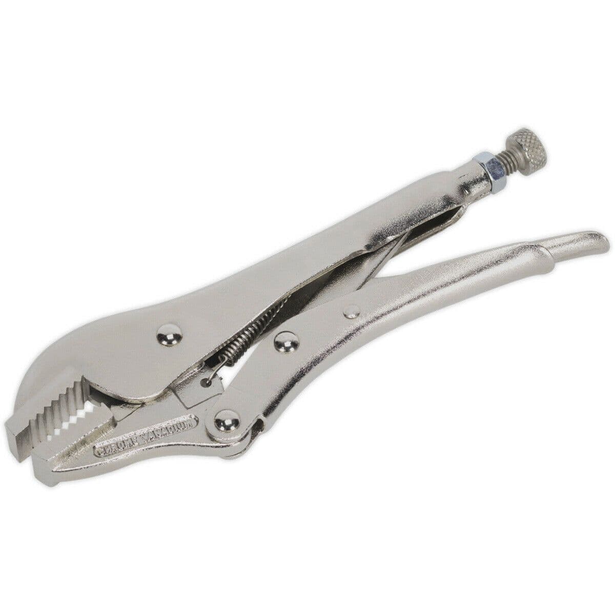 185mm Locking Pliers Straight Deeply Serrated 30mm Jaws Hardened Teeth