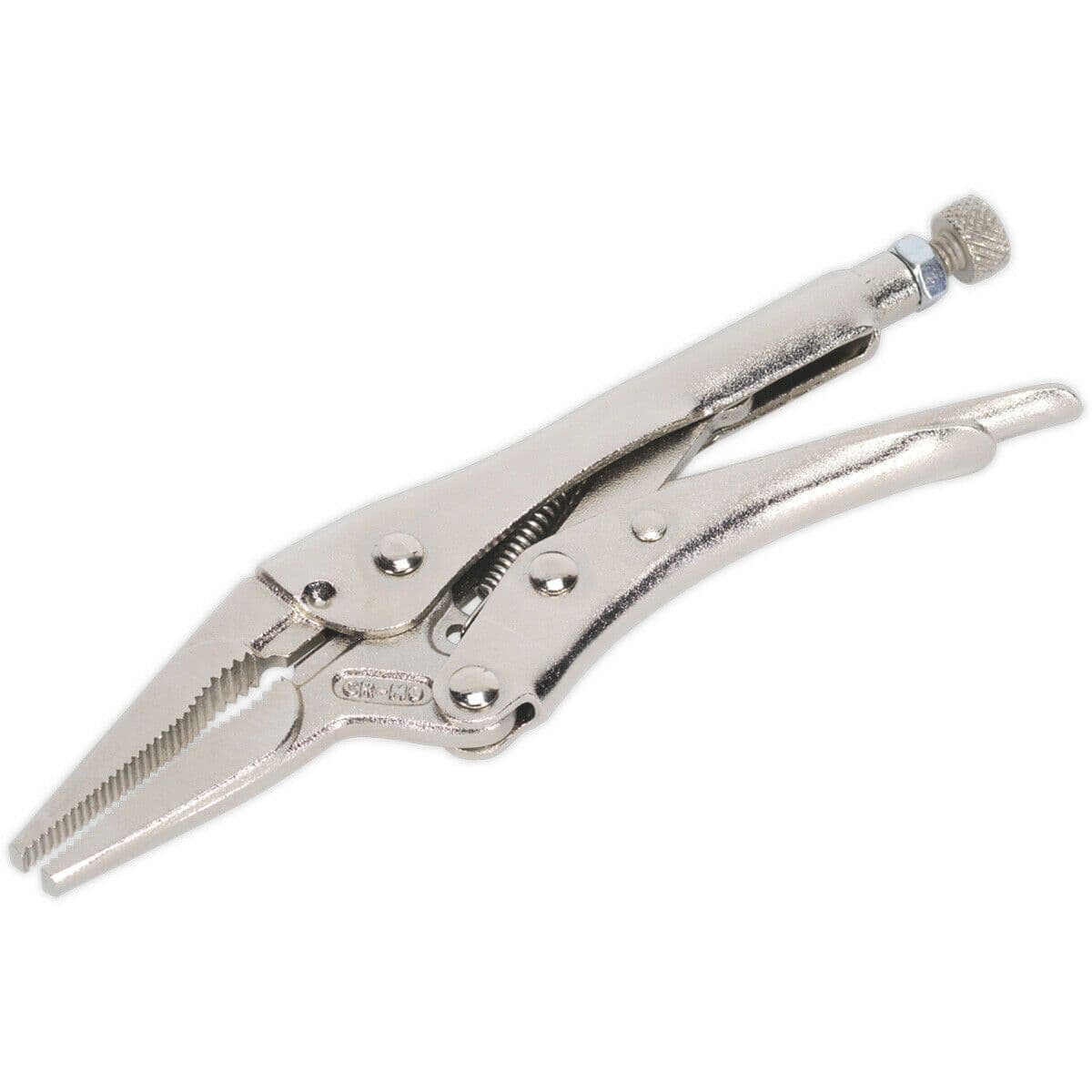 170mm Long Nose Locking Pliers Deeply Serrated 50mm Jaws Riveted Handle