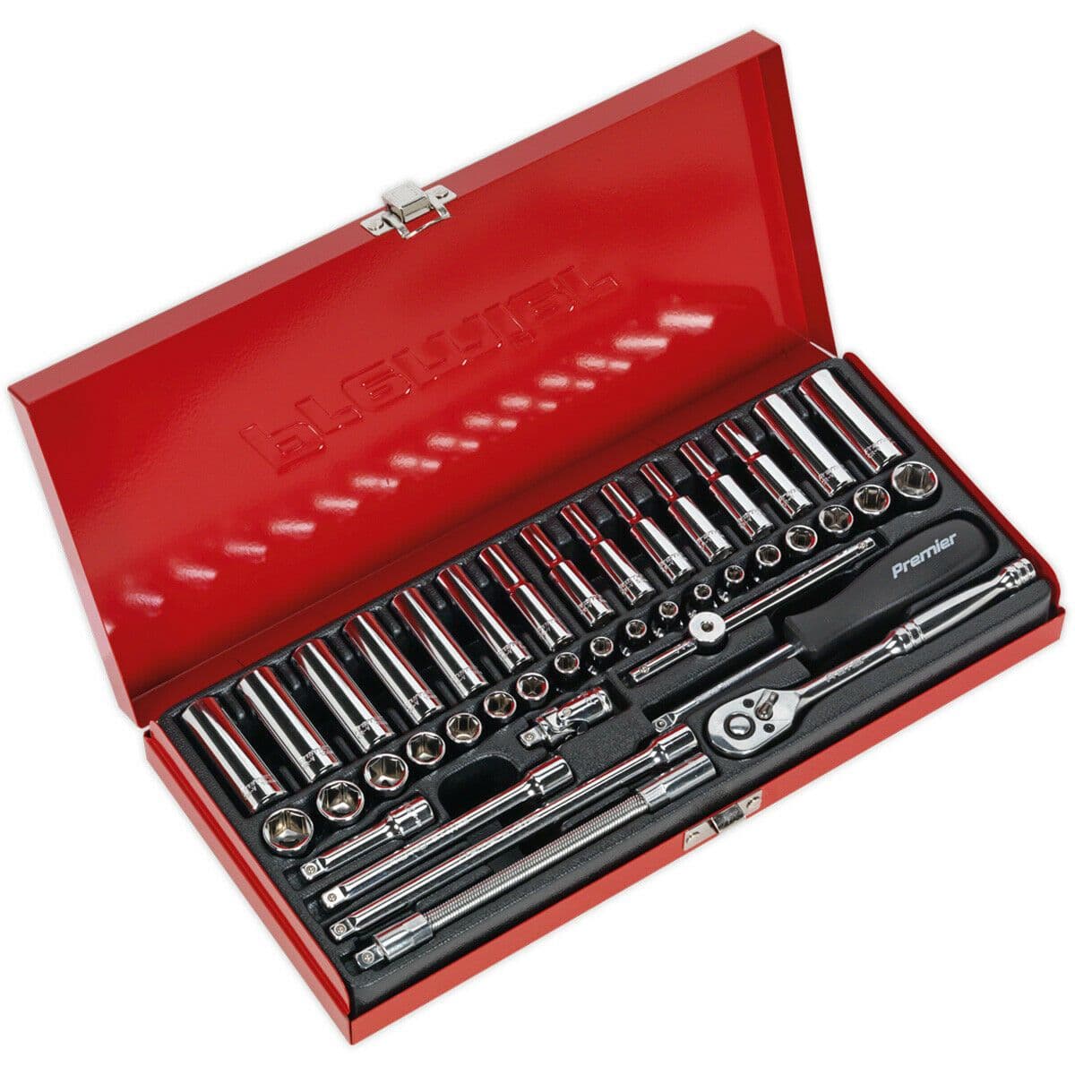 41 PACK Socket Set 1 4" Met & Imp Square Drive 6 Point Socket Ratchet Handle