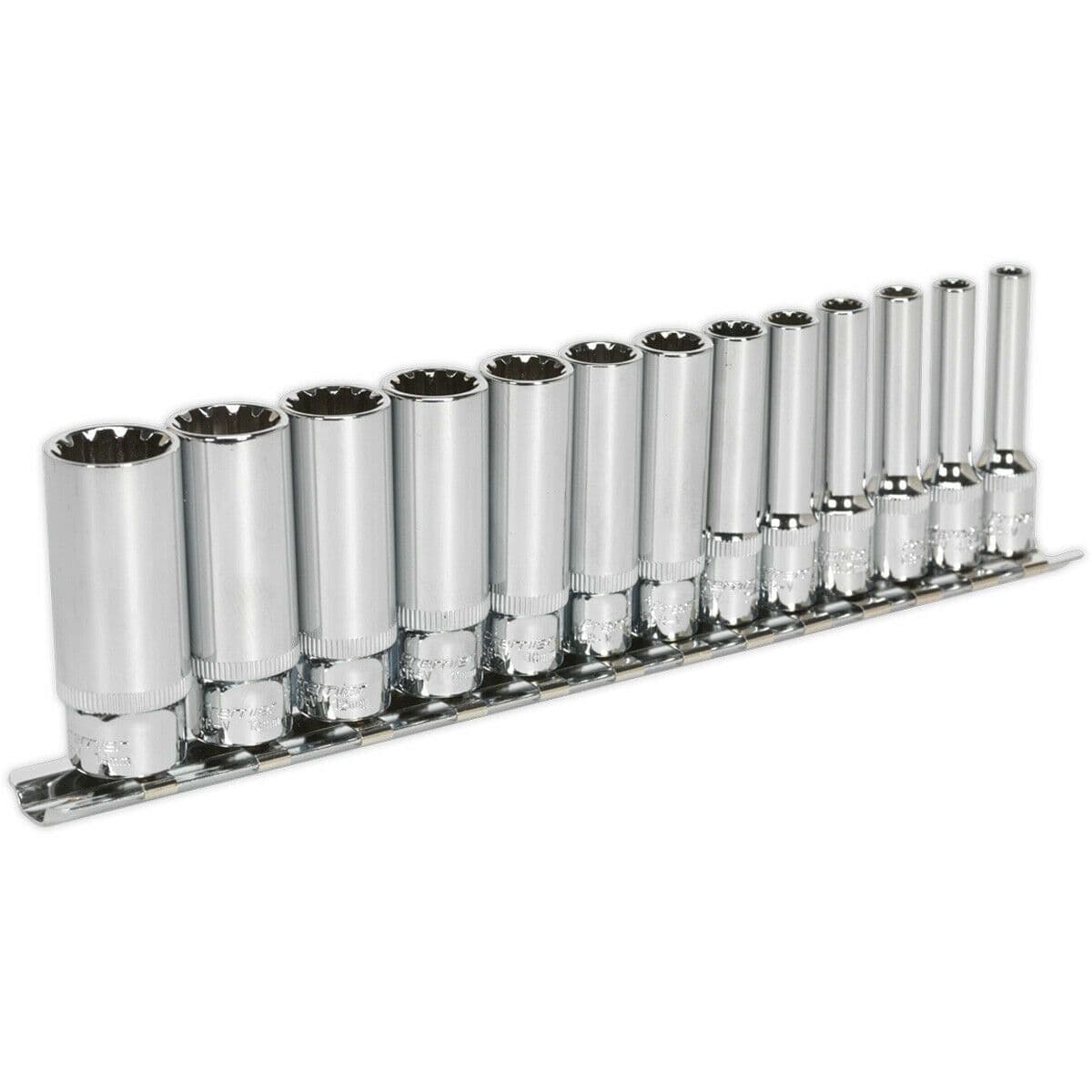 13pc UNIVERSAL DEEP Metric Socket Set 1 4" Sq TOTAL DRIVE Fits Most Fasteners