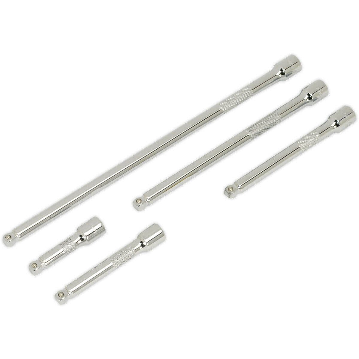 5 Piece Knurled Wobble Extension Bar Set 1 4" Sq Drive Socket Retainer