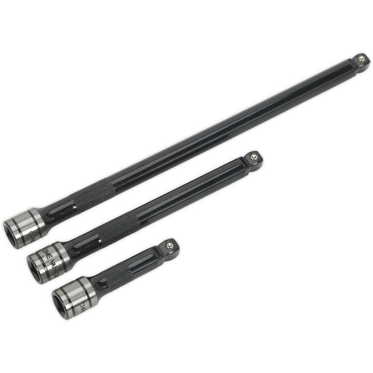 3 Piece PREMIUM Wobble Rigid Extension Bar Set 3 8" Sq Drive Deep Knurling